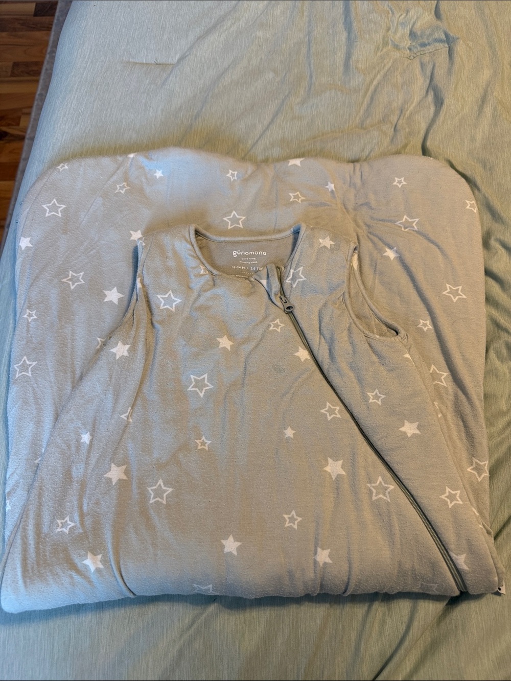 Goumama Kids Star-Print Zip Sleep Sack in Light Gray